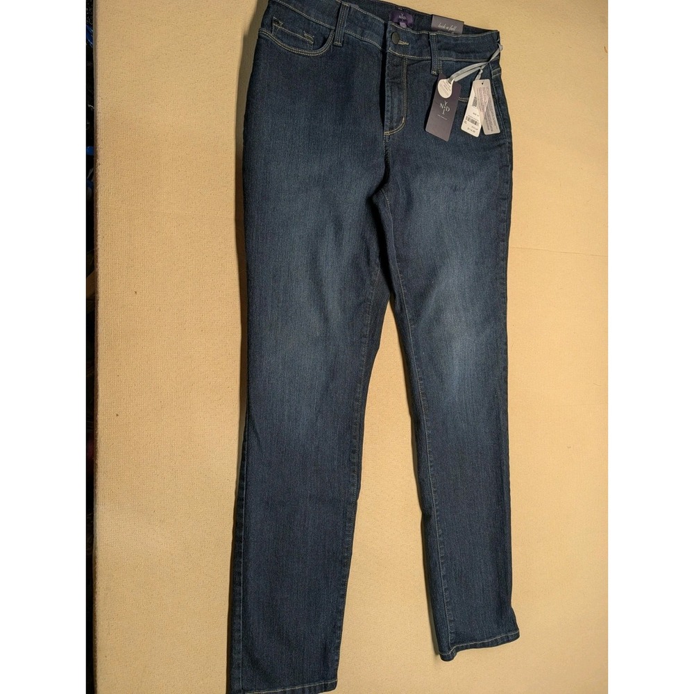 NWT Women's Jeans NYDJ Size 10 Straight Leg Dark Wash Alina Cotton Blend